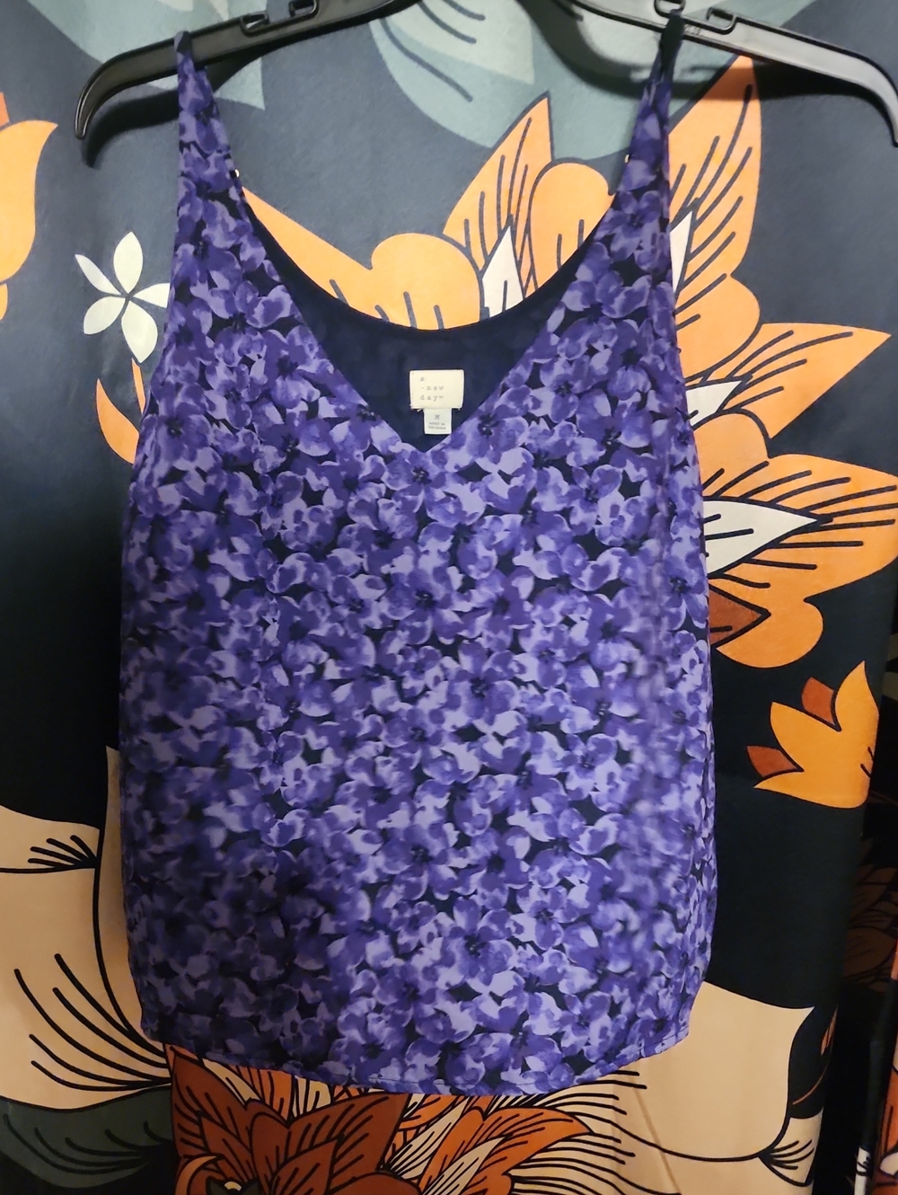 a new day Purple Floral V-Neck Cami Tank